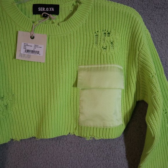 SER.O.YA Women's Green Crop Top Sweater Size S - Picture 4 of 7